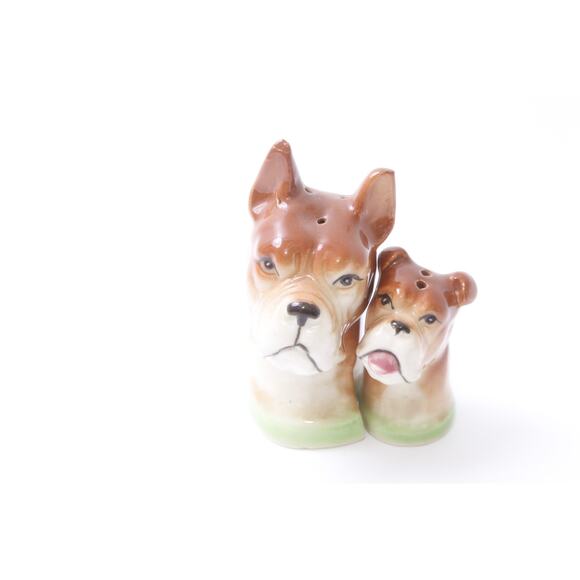 Salt and Pepper Shakers Boxer Dog and Puppy, Bulldog, 4", Figurines, Ceramic - Picture 1 of 4
